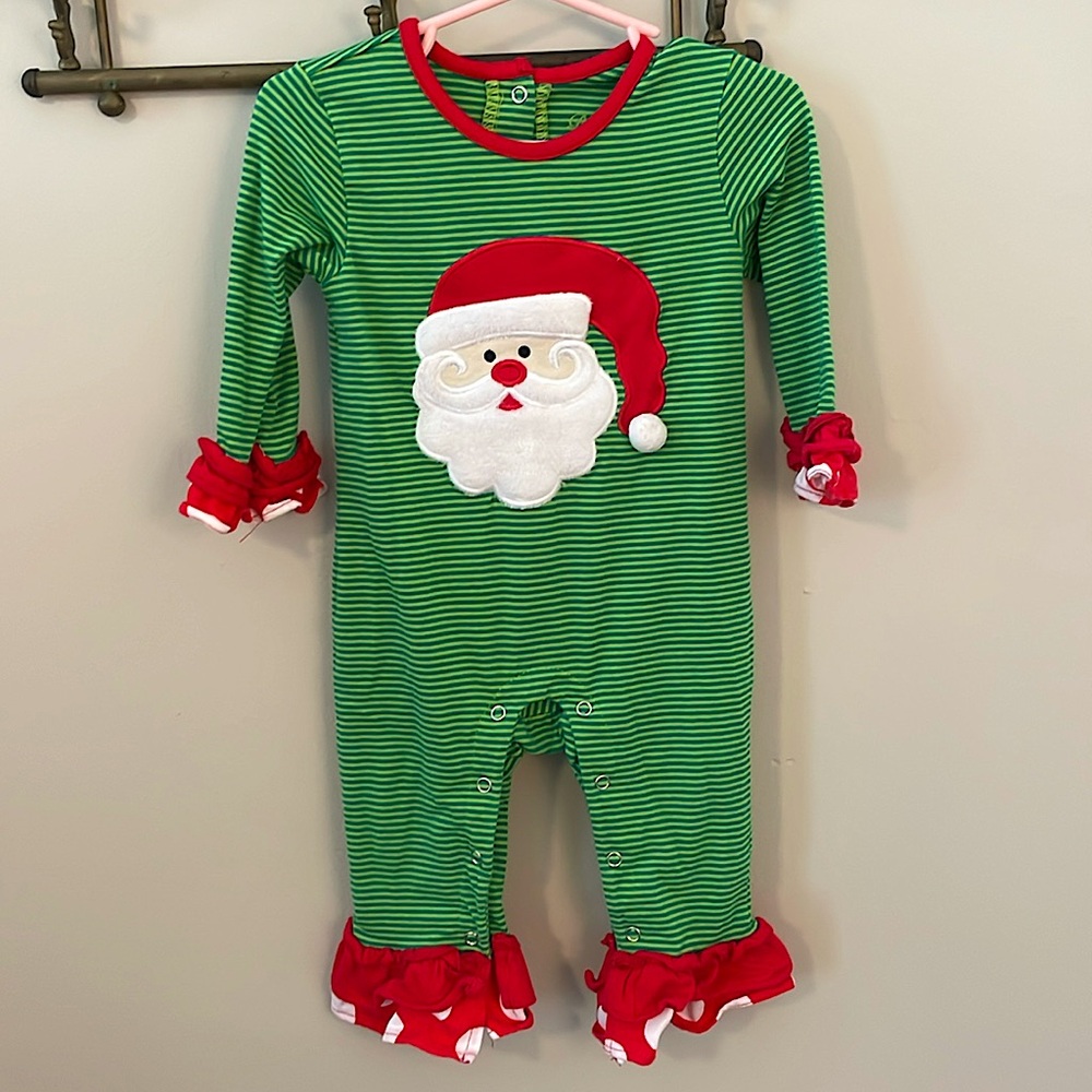 Be Mine Knit Christmas Santa Face Long Romper
